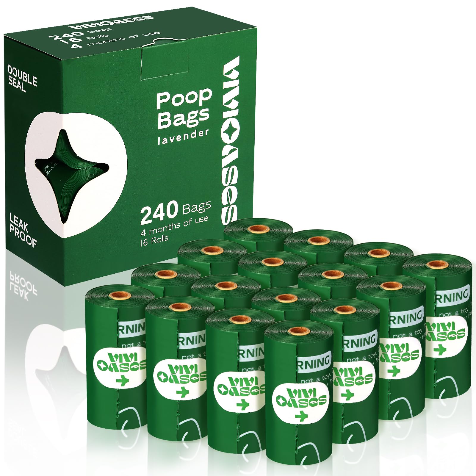 VIVIOASES lavender-scented heavy-duty poop bag roll for odor-controlled walks.