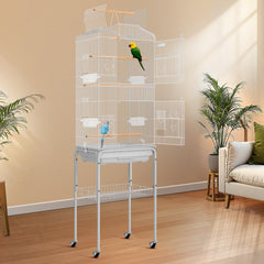 VIVOHOME 64in bird cage with play top and rolling stand offers roomy space for active parrots.