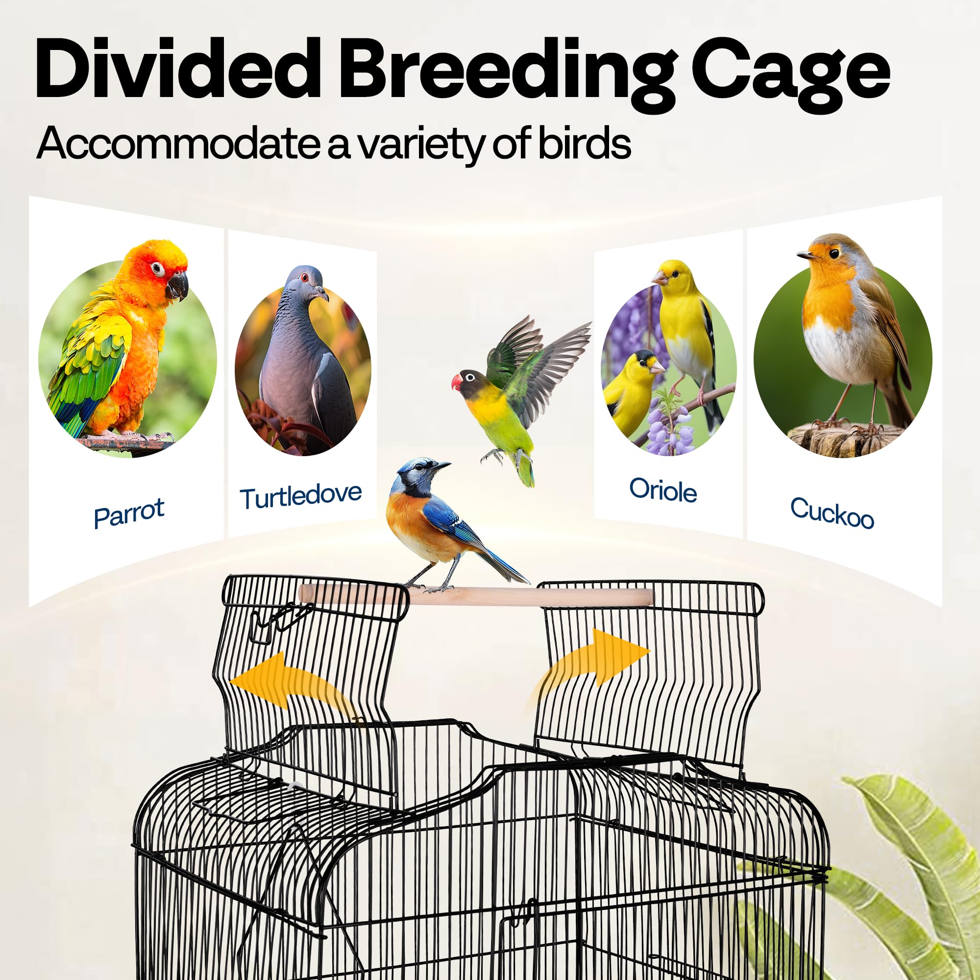 VIVOHOME bird cage with multiple doors and locking joints for safety.