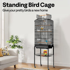 VIVOHOME rolling stand front view demonstrates easy mobility with four casters.