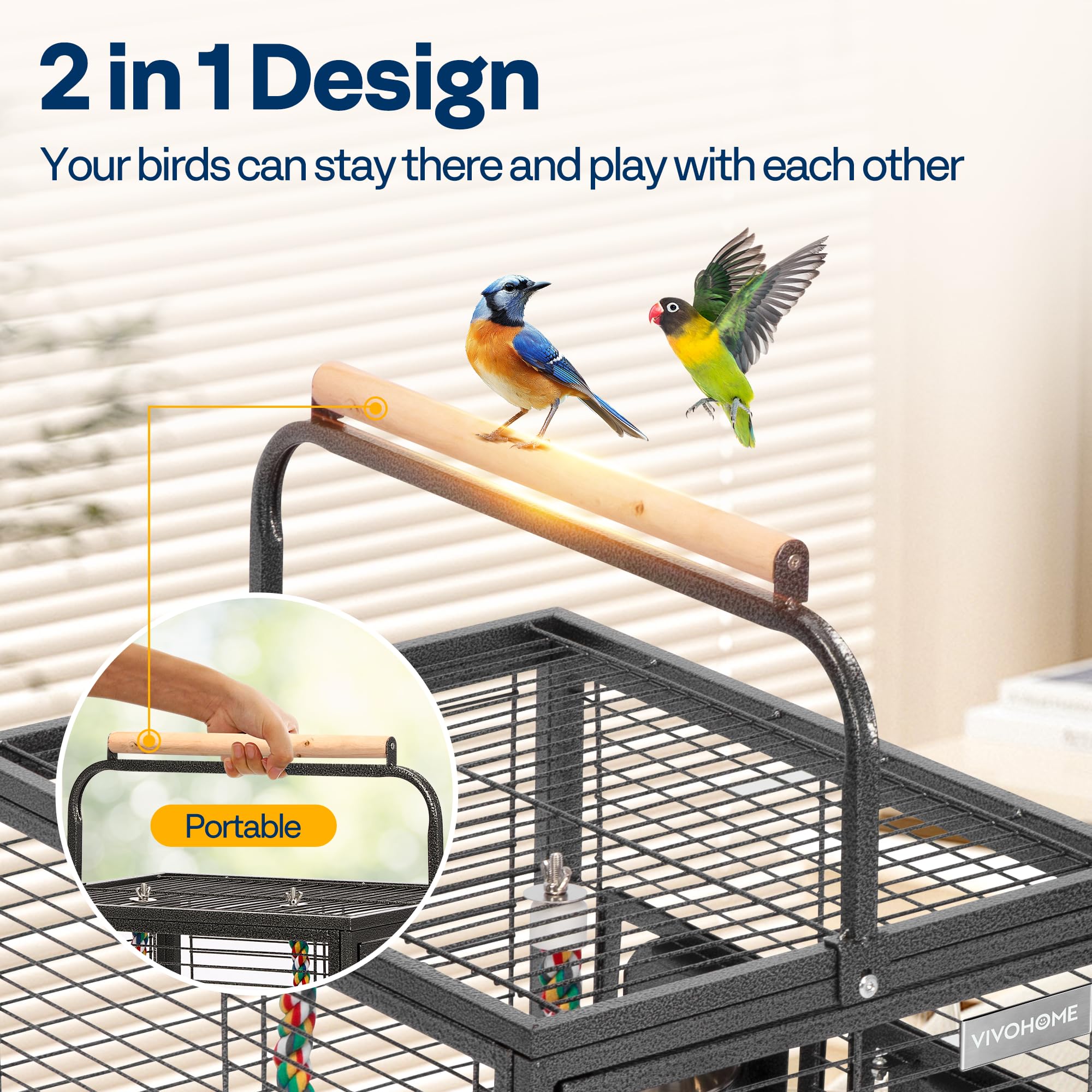 VIVOHOME Bar spacing 0.6-inch detail ensures safe jumping and exploration for small birds