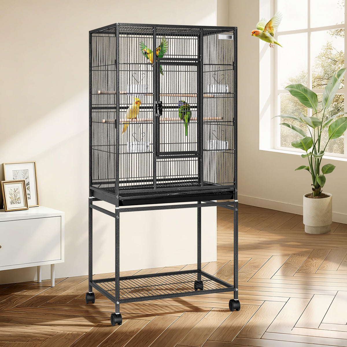 VIVOHOME bird cage top view shows spacious layout for toys and decor