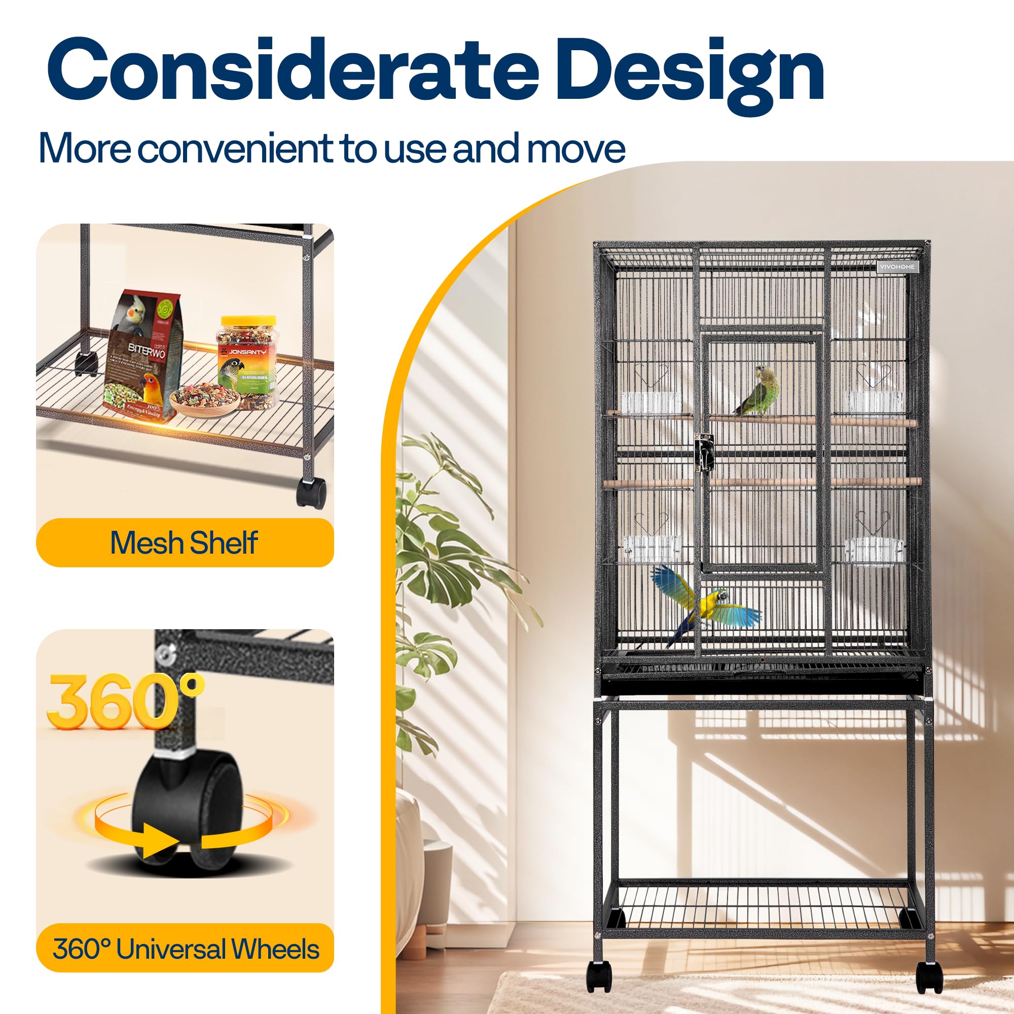 VIVOHOME bird cage drawer tray being cleaned for maintenance