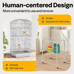 VIVOHOME bird cage slide-out-tray enables quick cleaning while maintaining pet safety.