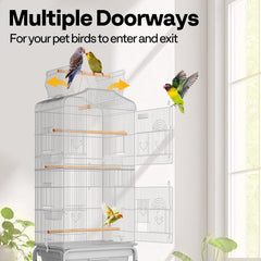VIVOHOME bird cage swings and perches create versatile play and rest areas.