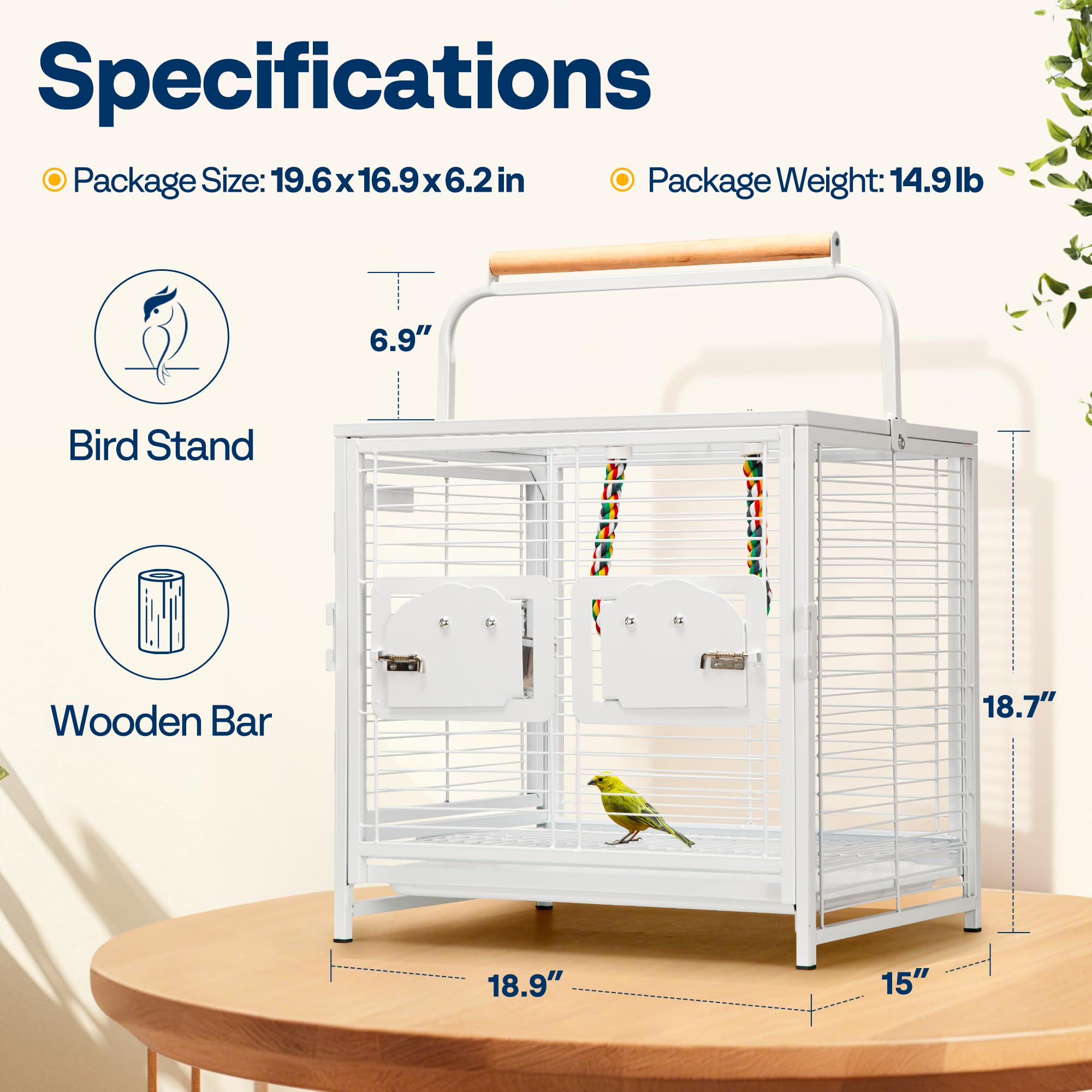 VIVOHOME dimensions 18.9x15x18.7-25.6 inches fits varied spaces