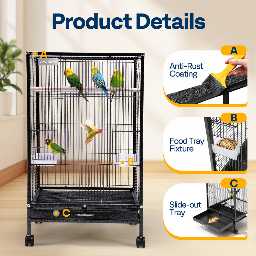 VIVOHOME hammer-pattern paint provides a non-toxic enclosure for birds.