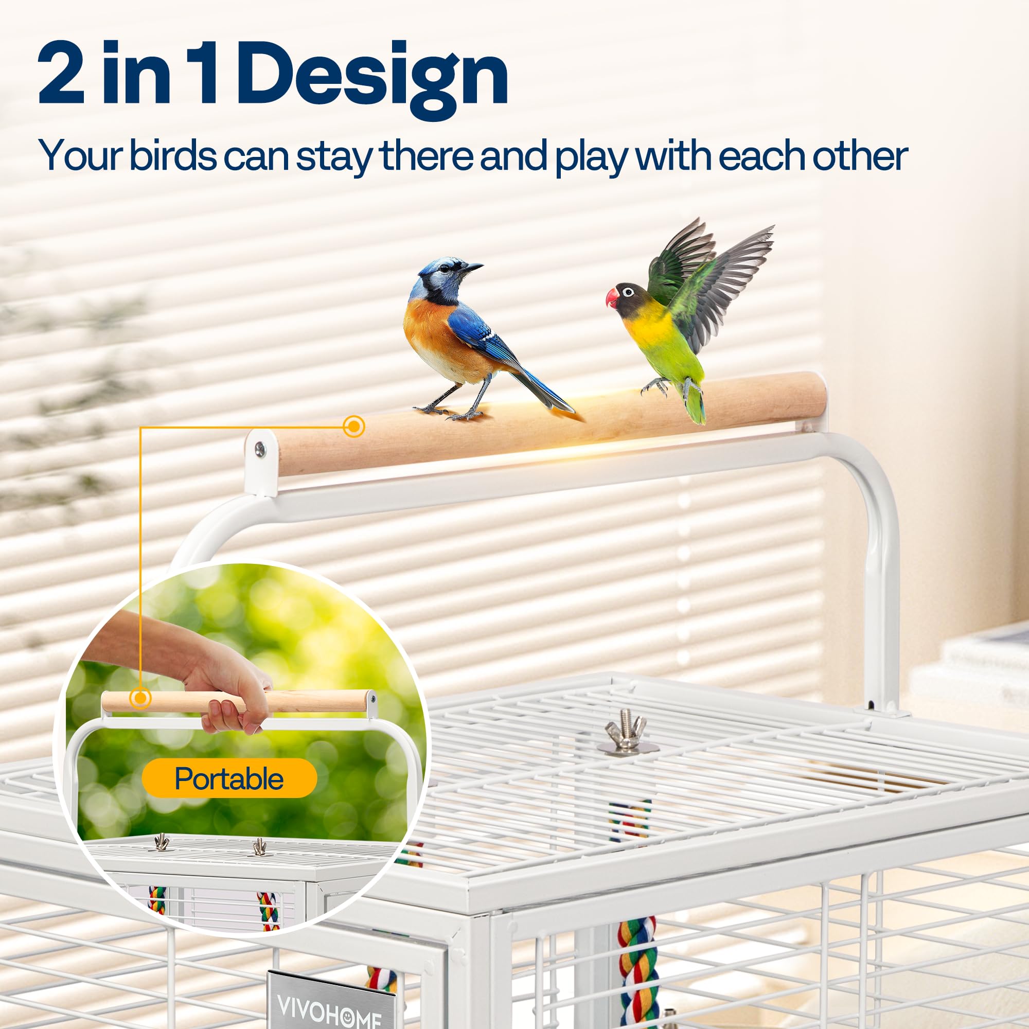VIVOHOME lightweight cage at 14 pounds enables easy travel