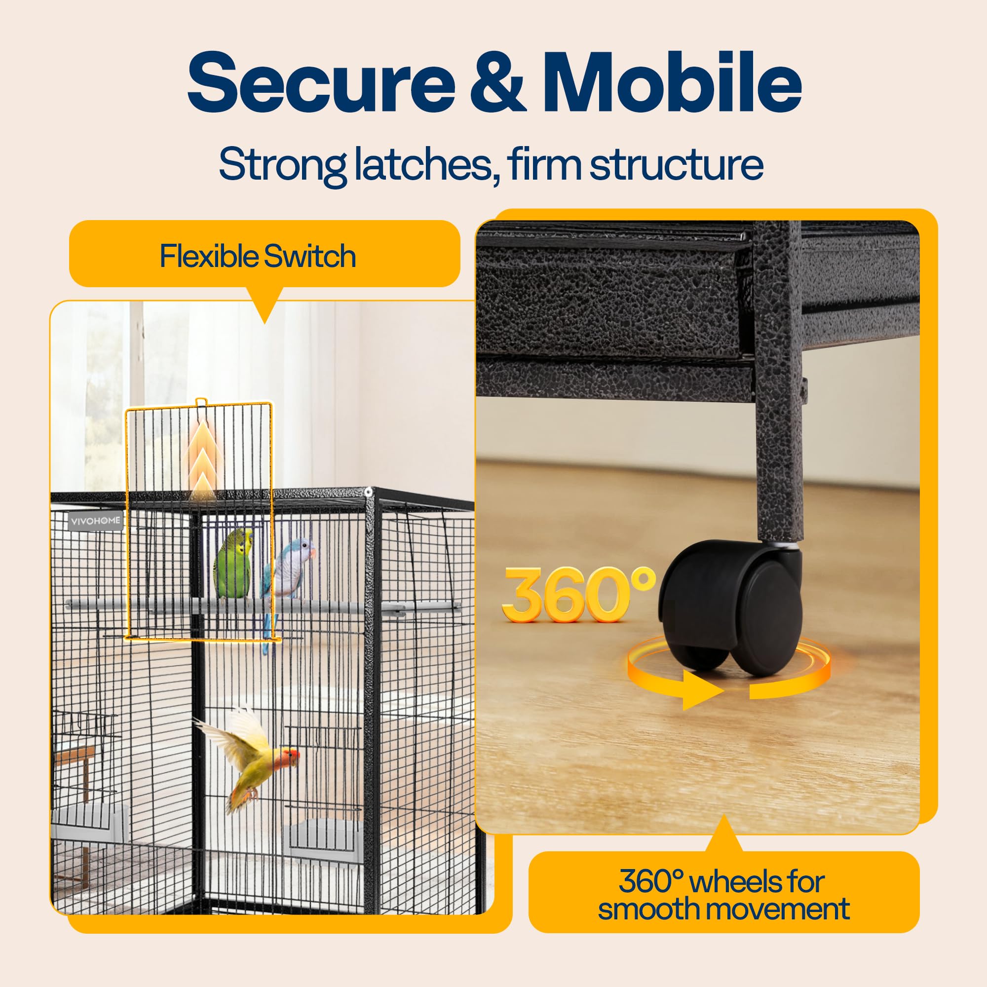 VIVOHOME secure latches and evenly spaced wires enhance safety and style.