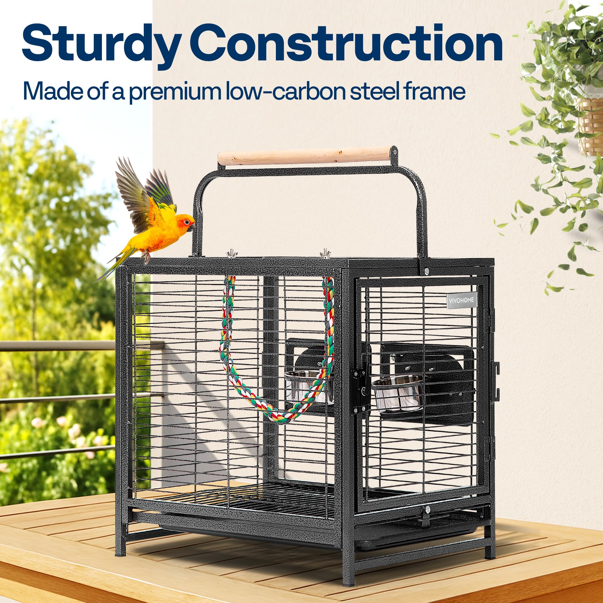 VIVOHOME Top wooden perch transport design showcases 2-in-1 setup for play and travel