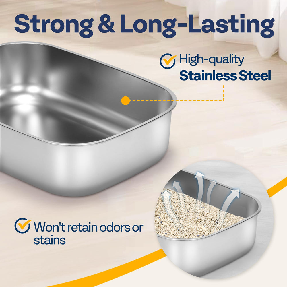 VIVOHOME XL large cat litter box front view reveals spacious interior and containment.