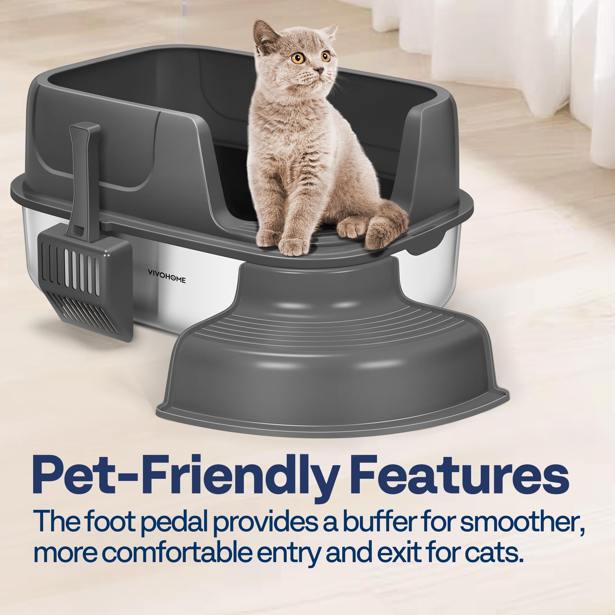 VIVOHOME XL stainless steel interior close-up emphasizes non-stick surface for easy cleaning.