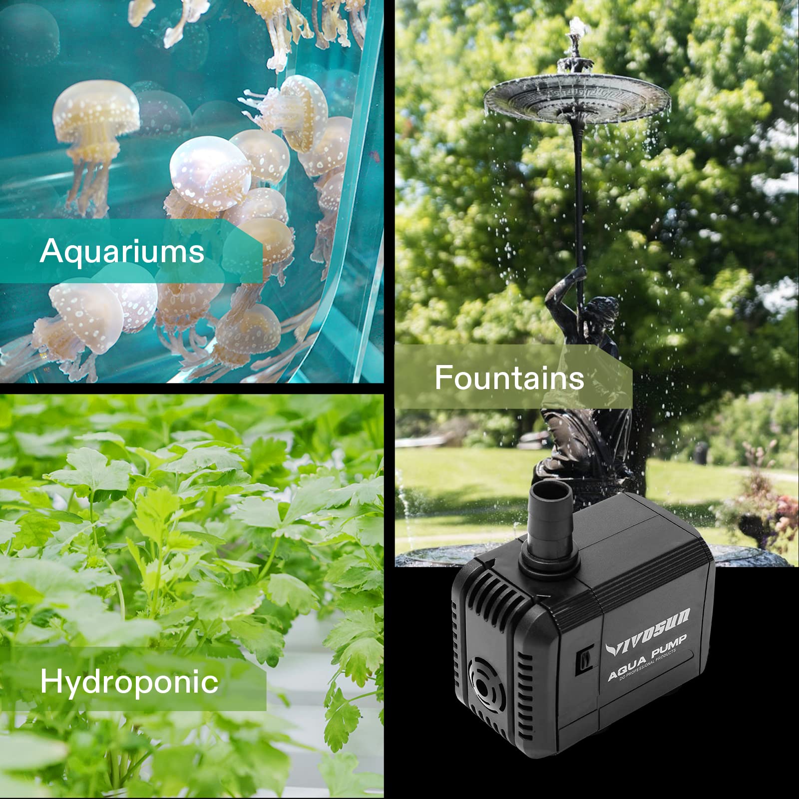 VIVOSUN 3.3 ft lift height ensures adequate elevation for fountains.