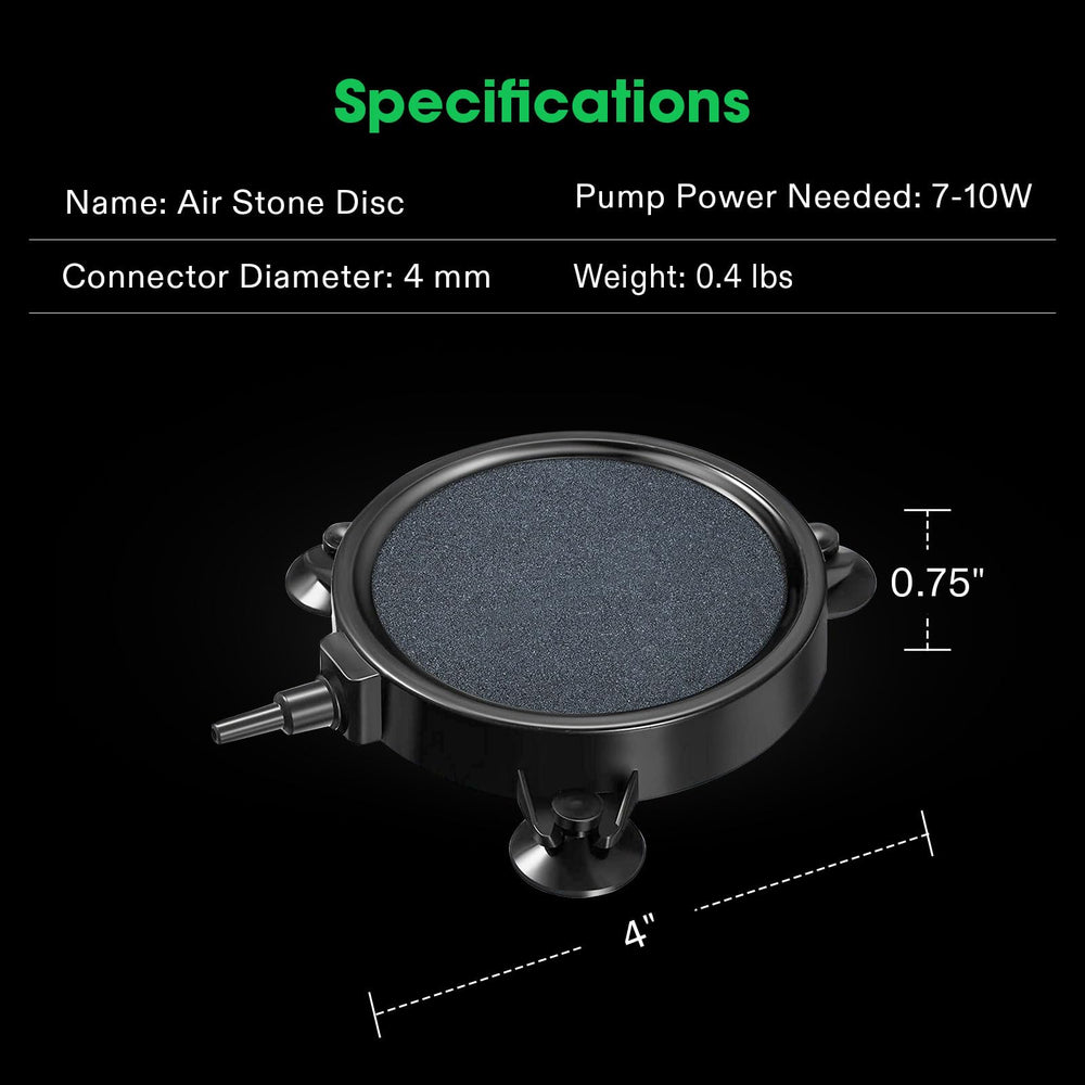 VIVOSUN air stone disc with suction cups for secure aquarium placement
