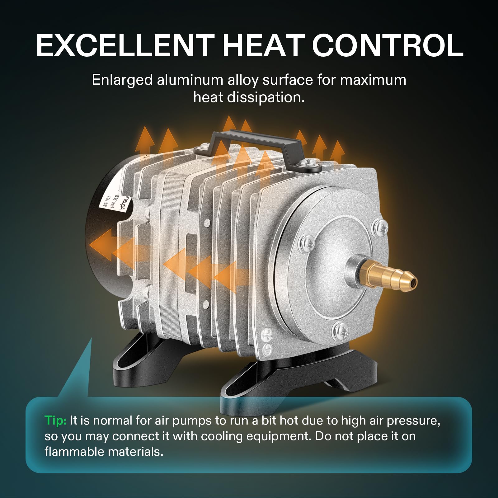 VIVOSUN commercial air pump 6-outlets feature with accessible valves for customizable airflow.