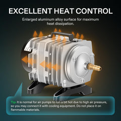 VIVOSUN commercial air pump 6-outlets feature with accessible valves for customizable airflow.