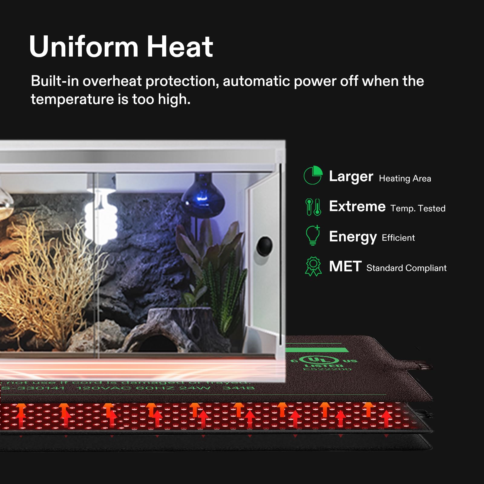 VIVOSUN IP67 waterproof surface is easy to wipe clean in humid terrariums