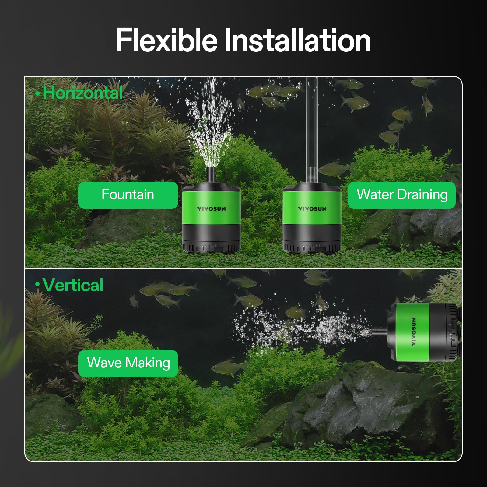 VIVOSUN quiet operation under 35 dB for tranquil aquariums