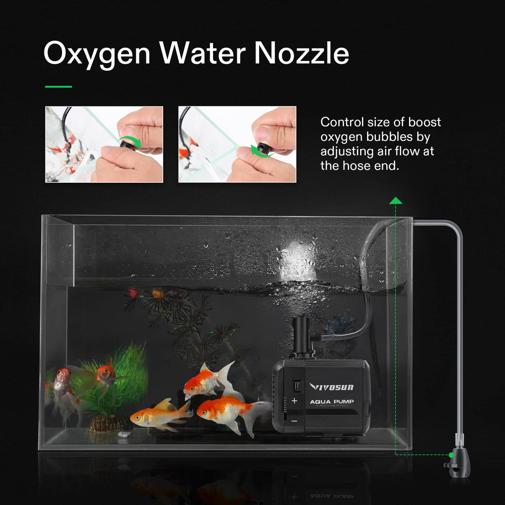 VIVOSUN quiet water pump reduces noise for peaceful indoor fountains.