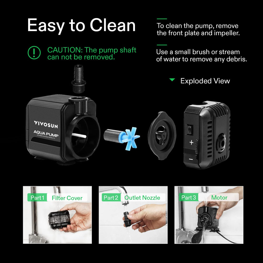 VIVOSUN water pump powering pond or fountain setup with versatile movement.
