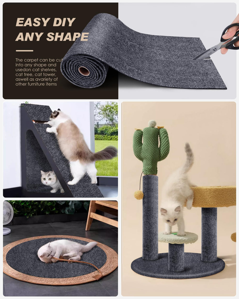 VIVOYAN cat scratch protector trim-to-fit design helps tailor sofas and towers.