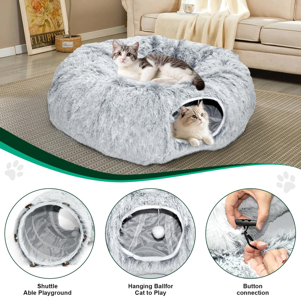 VIVOYAN cat tunnel center mat close-up emphasizing soft resting area