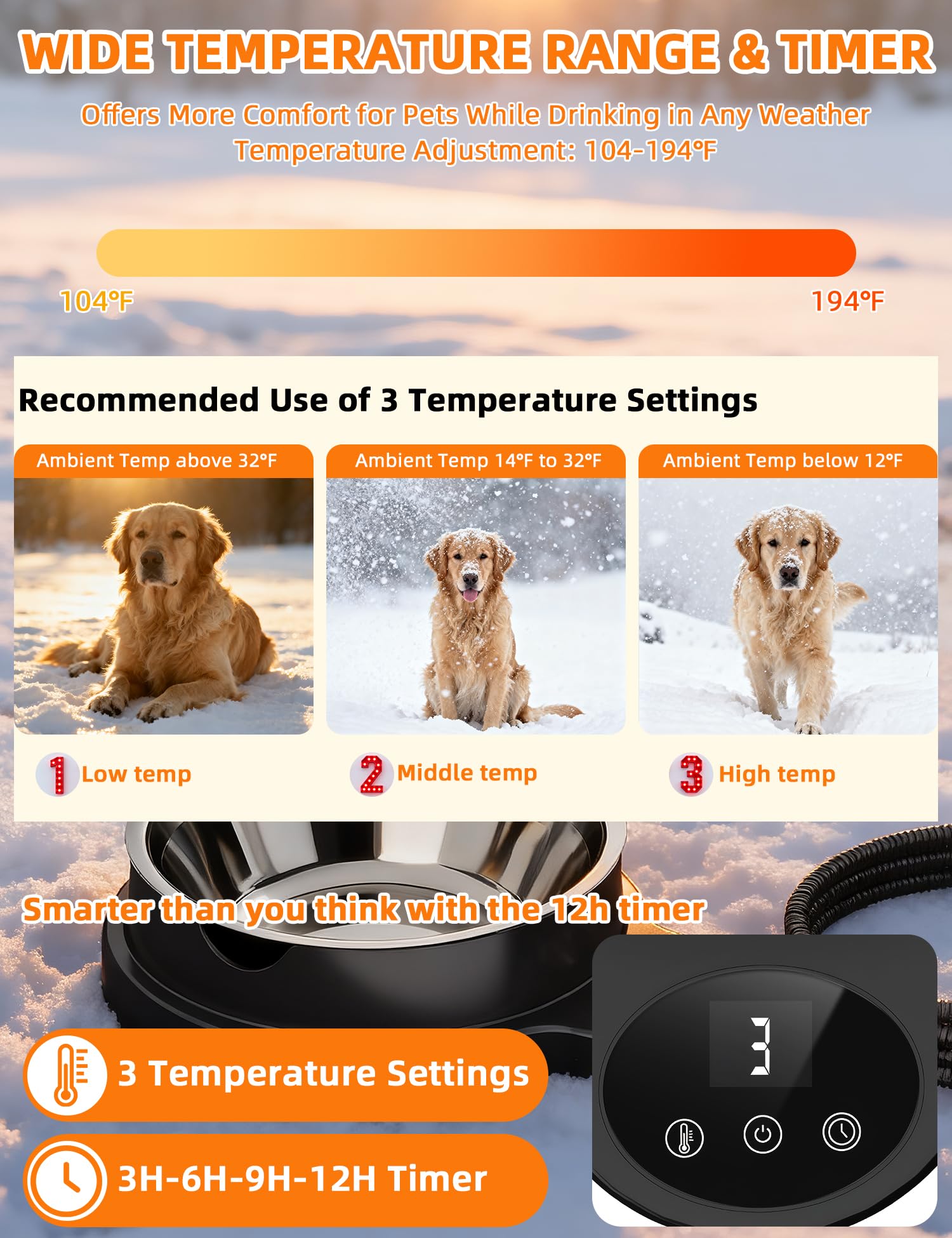 ViwalmPoul three temperature settings for adaptive pet hydration