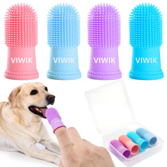 VIWIK 4Pack dog toothbrush kit front view for easy dental care