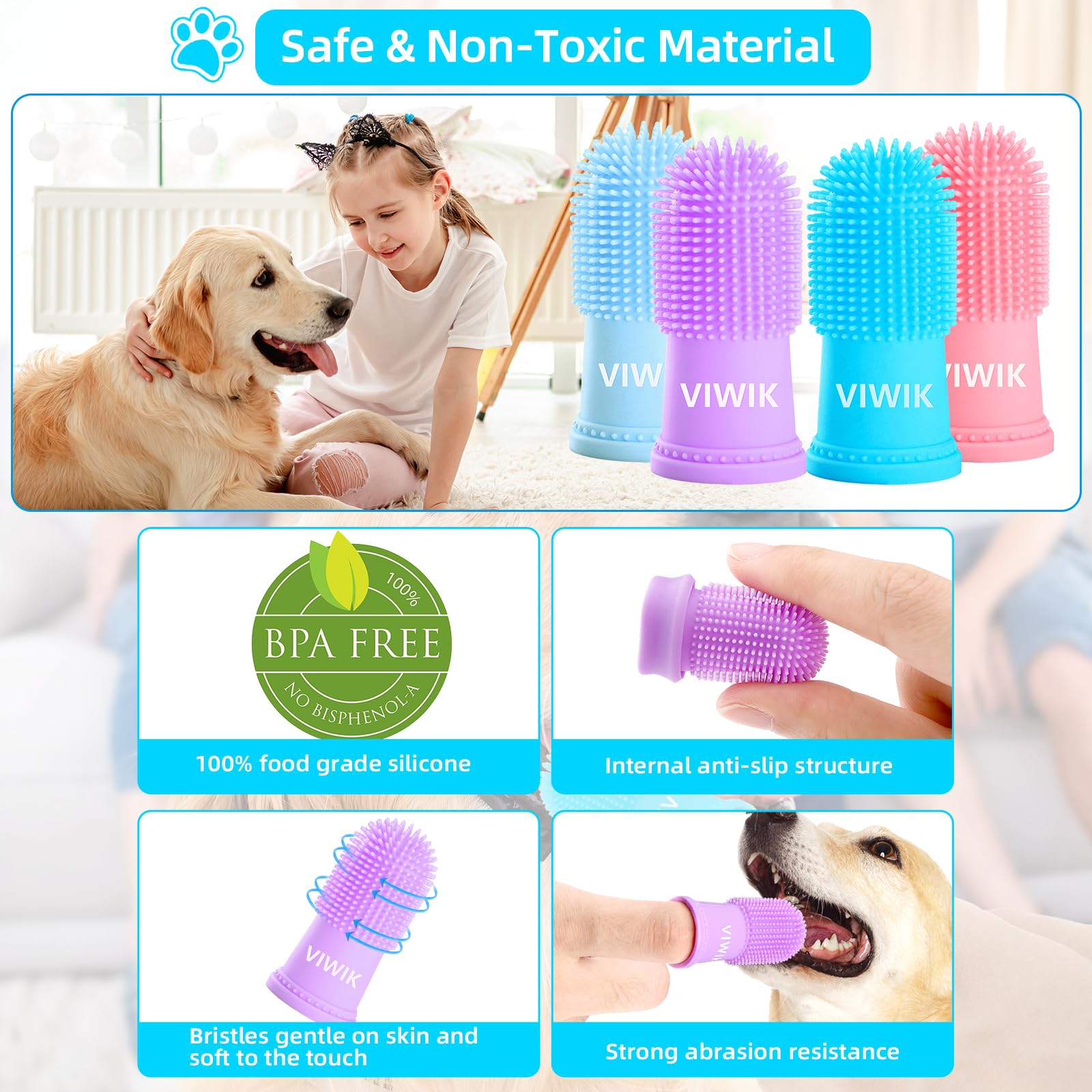 VIWIK four-color sleeves to engage pets during brushing