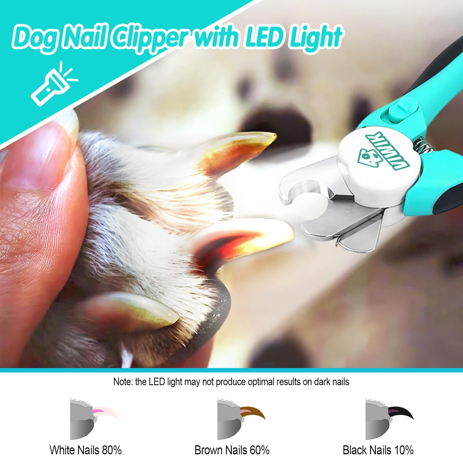 VIWIK dog nail comb with dual teeth for detangling and shedding reduction.