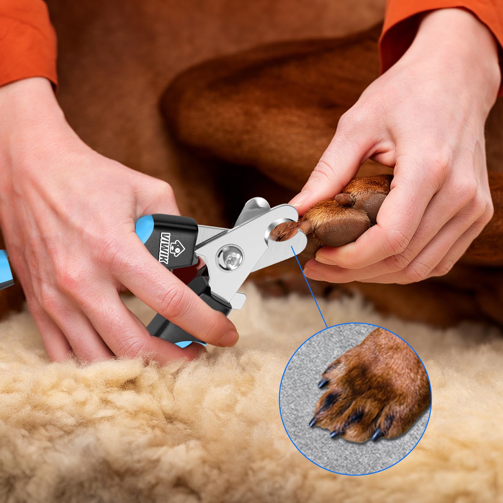 VIWIK quick sensor feature highlighted for precise nail trimming on pets.