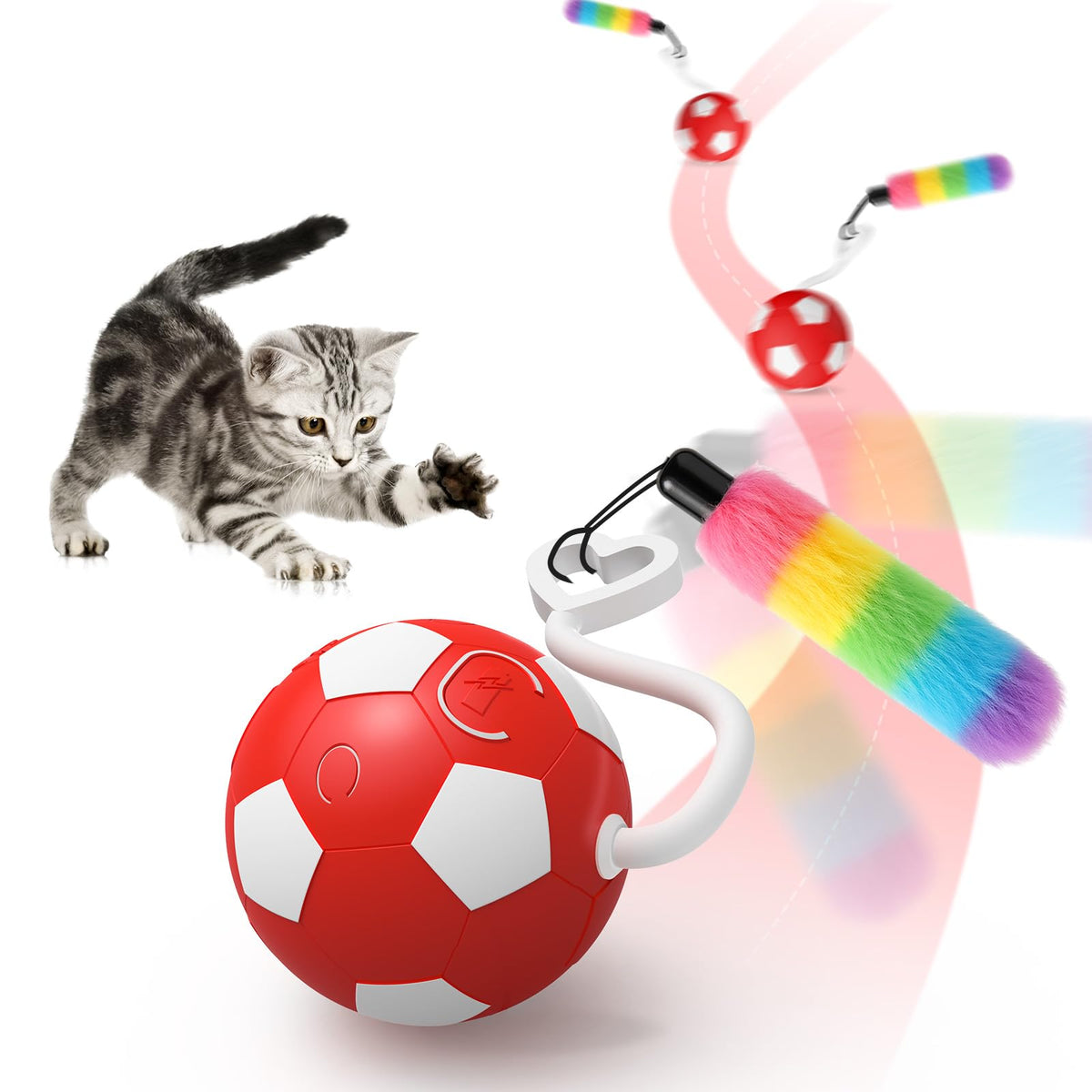 VIWIK interactive cat toy ball red stimulates playful activity and keeps indoor cats engaged