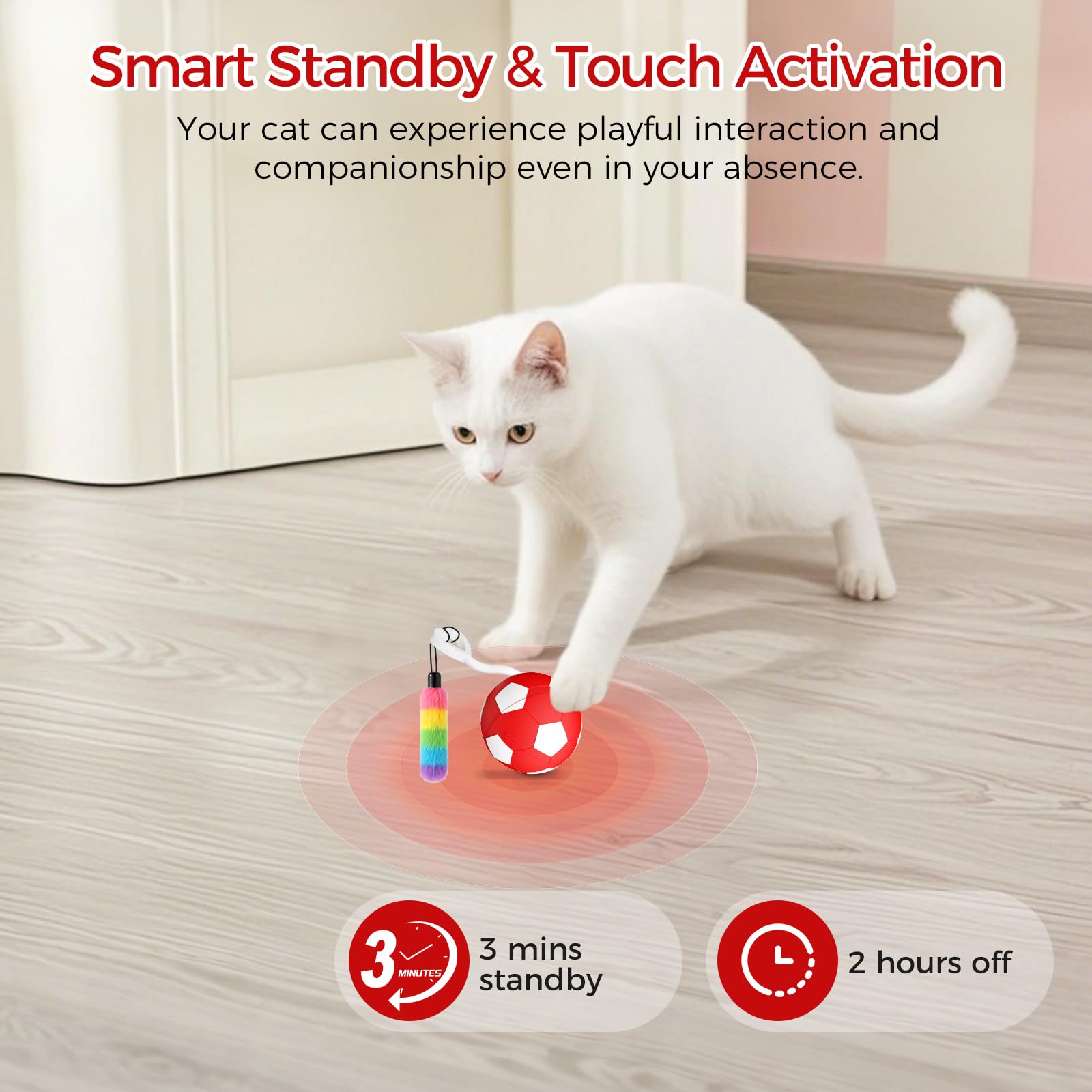 VIWIK interactive cat toy on tile floor delivers quiet rolling across surfaces