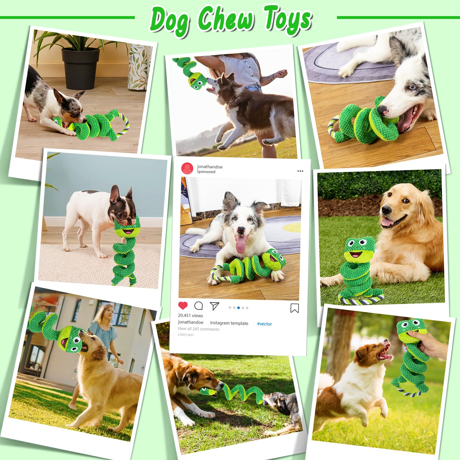 VIWIK interactive dog squeaky toy size 14-22 inches suits all breeds and chewers