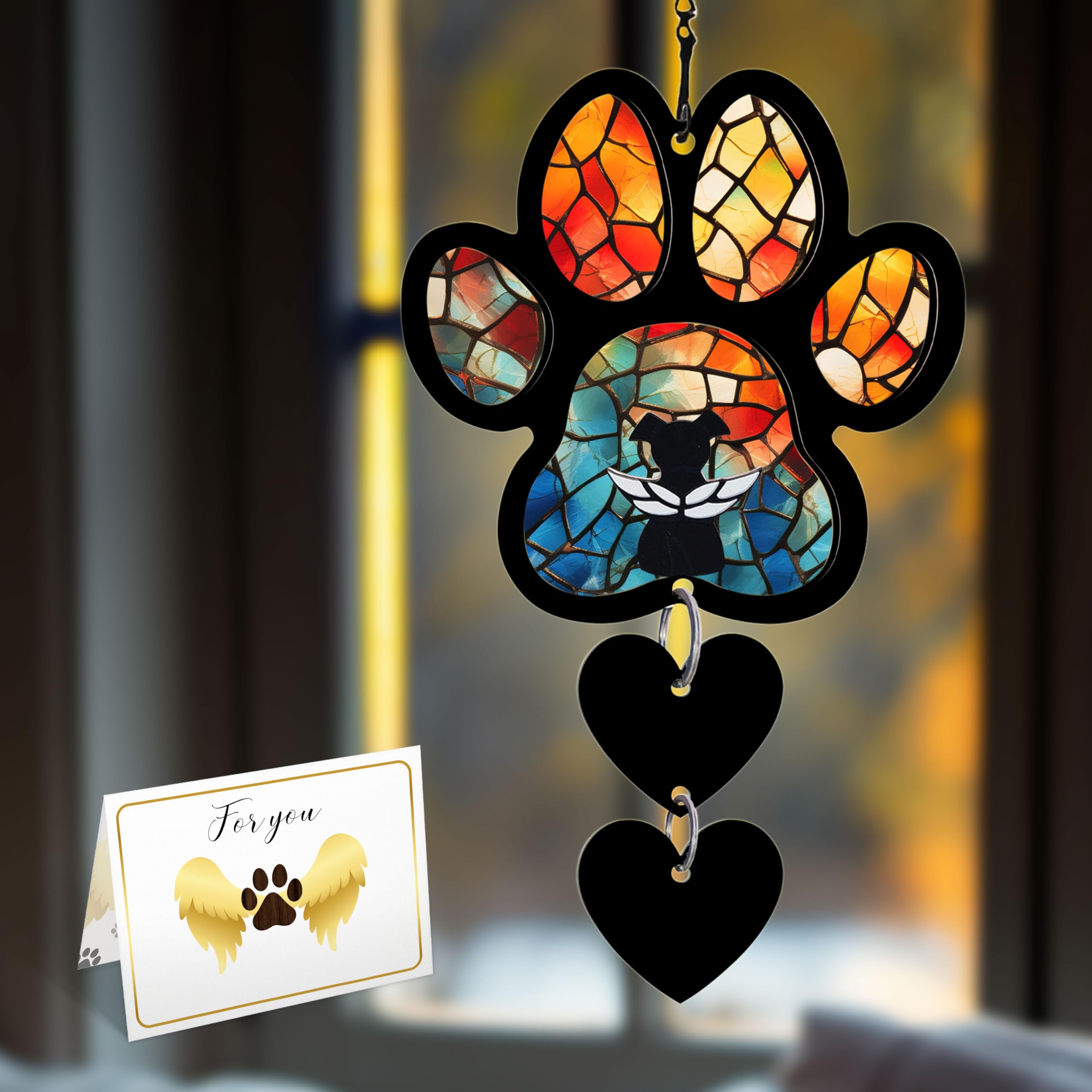Viwoody DIY Dog Angel Memorial Suncatcher with pawprint design for lasting remembrance
