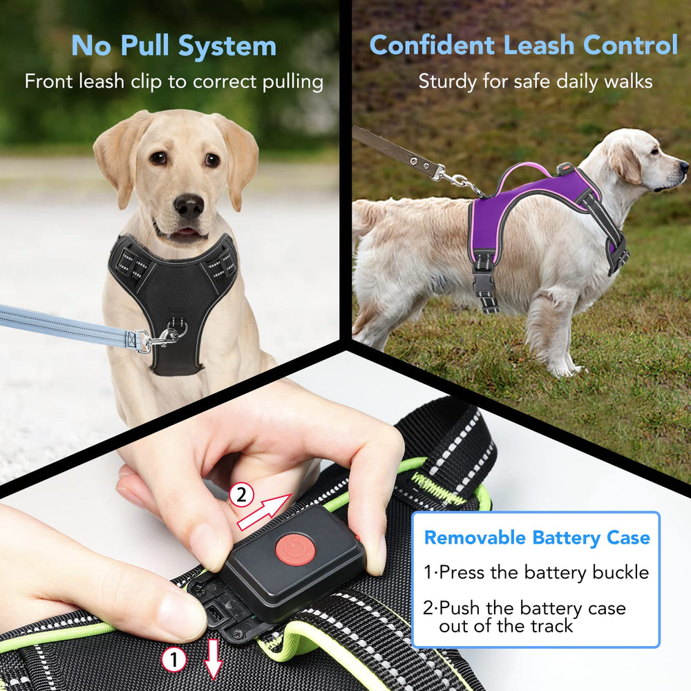 Vizbrite Light Up Dog Harness adjustable straps for secure, custom fit