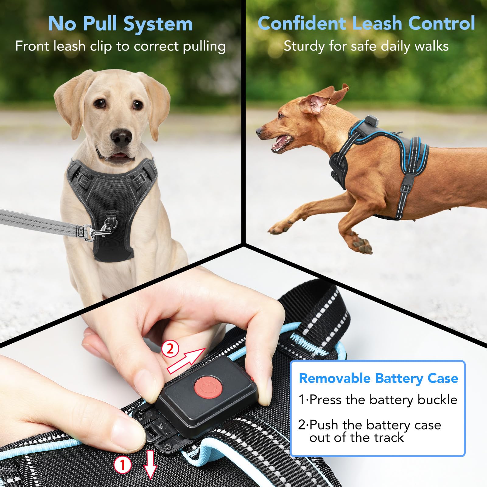 Vizbrite light-up dog harness adjustable straps ensure a snug, comfy fit.