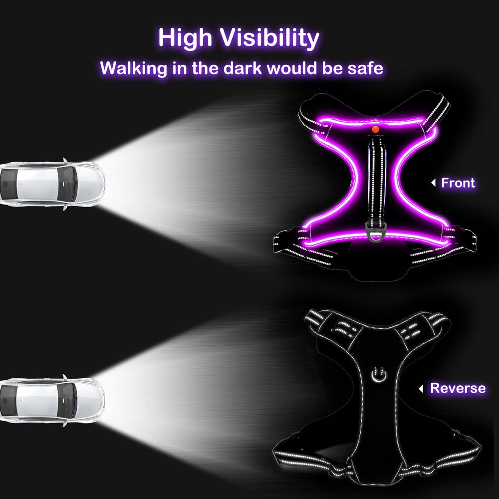 Vizbrite Light Up Dog Harness LED visibility keeps dogs seen at night