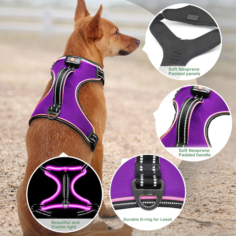 Vizbrite Light Up Dog Harness neoprene padding for soft, breathable comfort