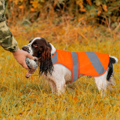 Vizbrite vest side view showing adjustable fit for different dog sizes