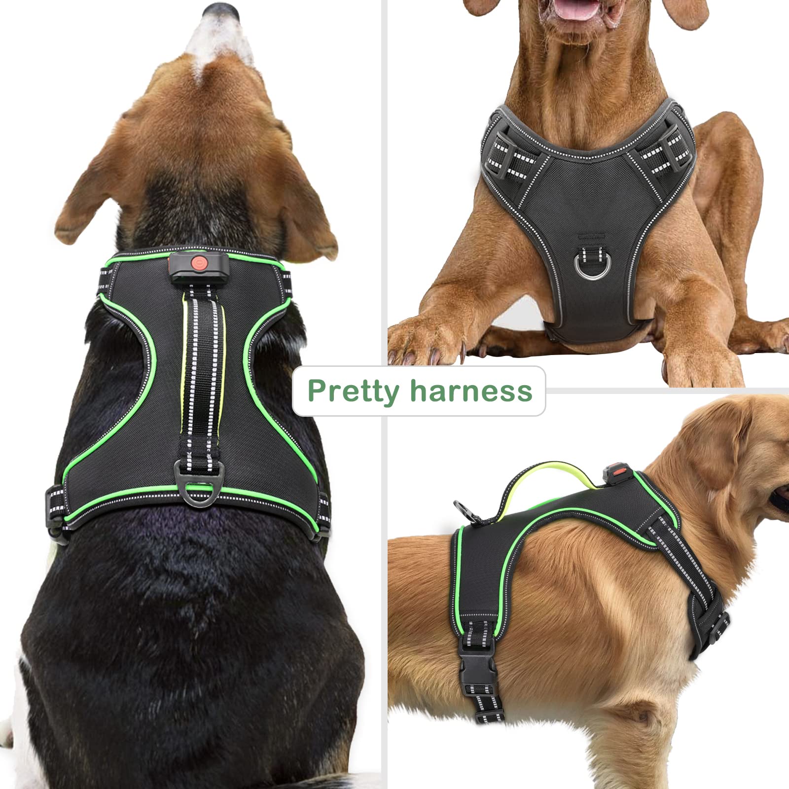 Vizbrite LED dog harness back handle provides comfort while guiding your pet at dusk