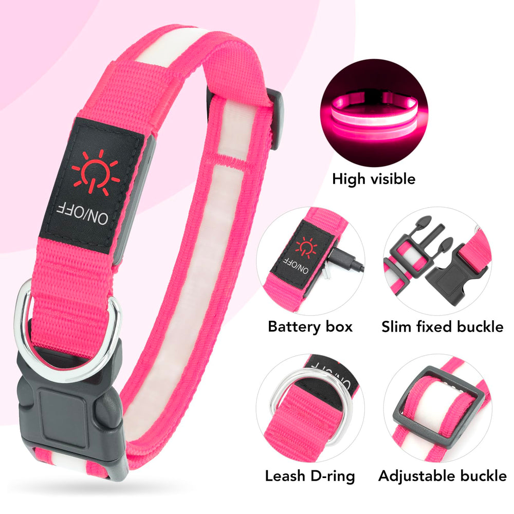 Vizpet collar LED para perro con alta visibilidad a 500 metros para paseos nocturnos.