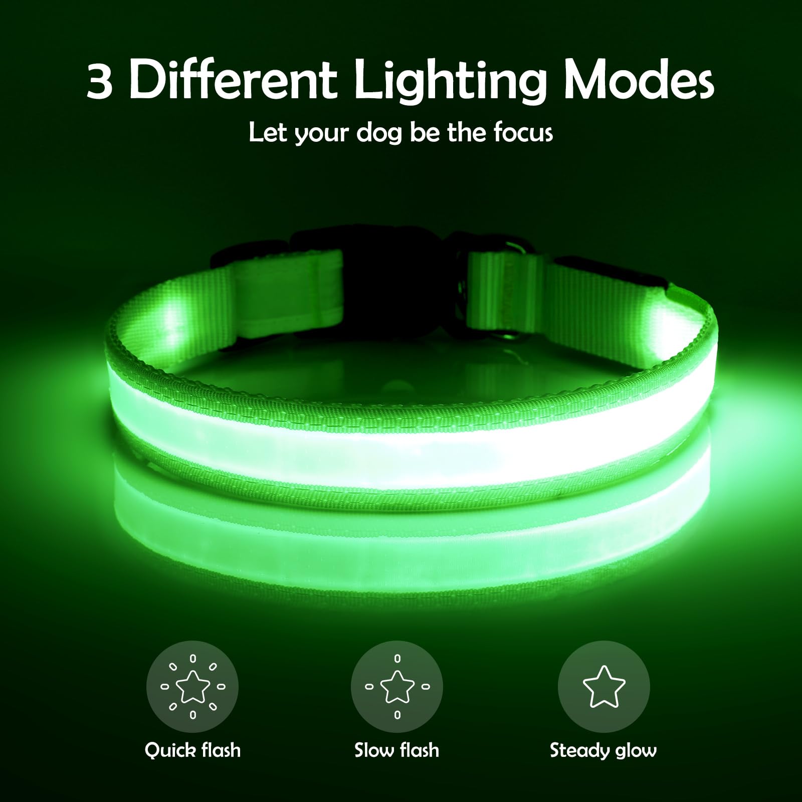 Vizpet high-visibility collar visible from 500 meters for safety