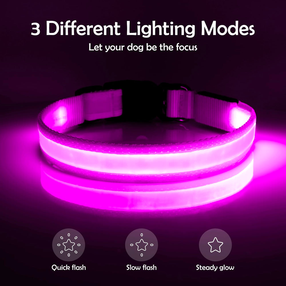VIZPET LED dog collar USB-recharge highlights easy charging via USB cables.