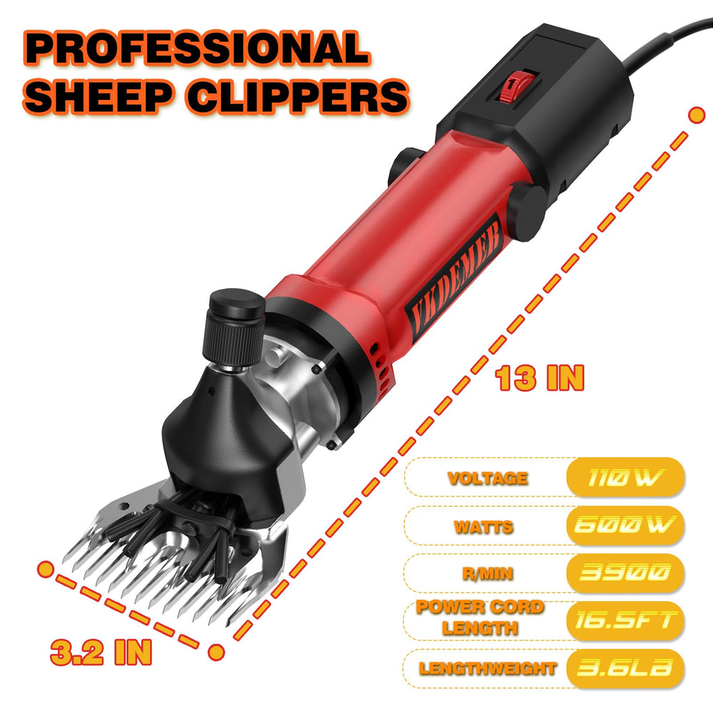Vkdemer Electric Sheep Shears carrying case included for safe storage.
