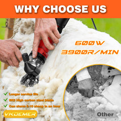 Vkdemer Electric Sheep Shears speed dial close-up enables precise blade adjustment.