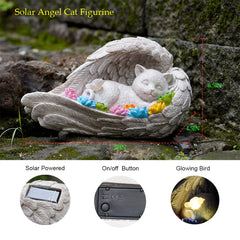 VKEVOC Cat Memorial Stone heart-shaped memorial with sleeping cat