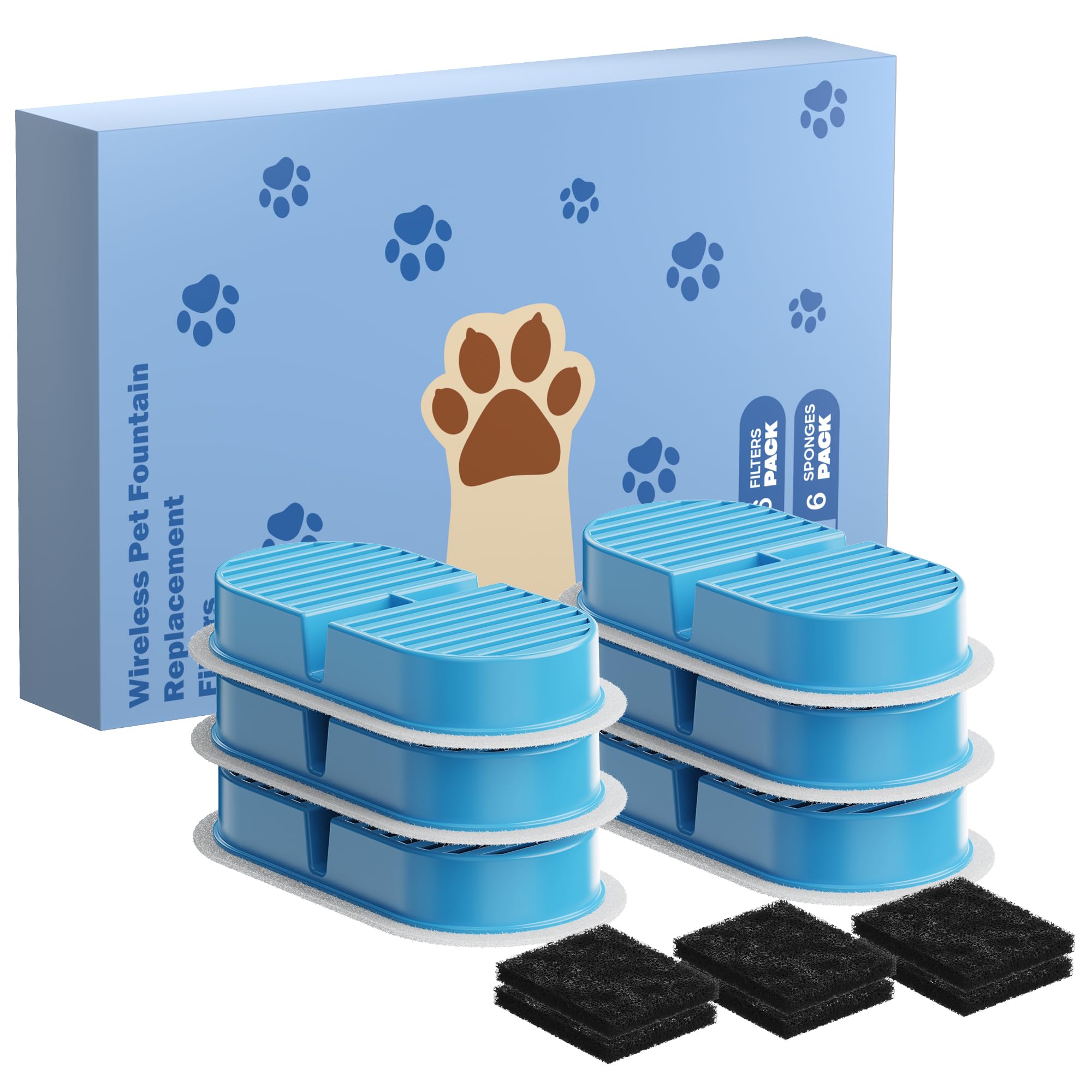 VKIMISS replacement filters 12-pack for cat fountain improve water taste and odor.