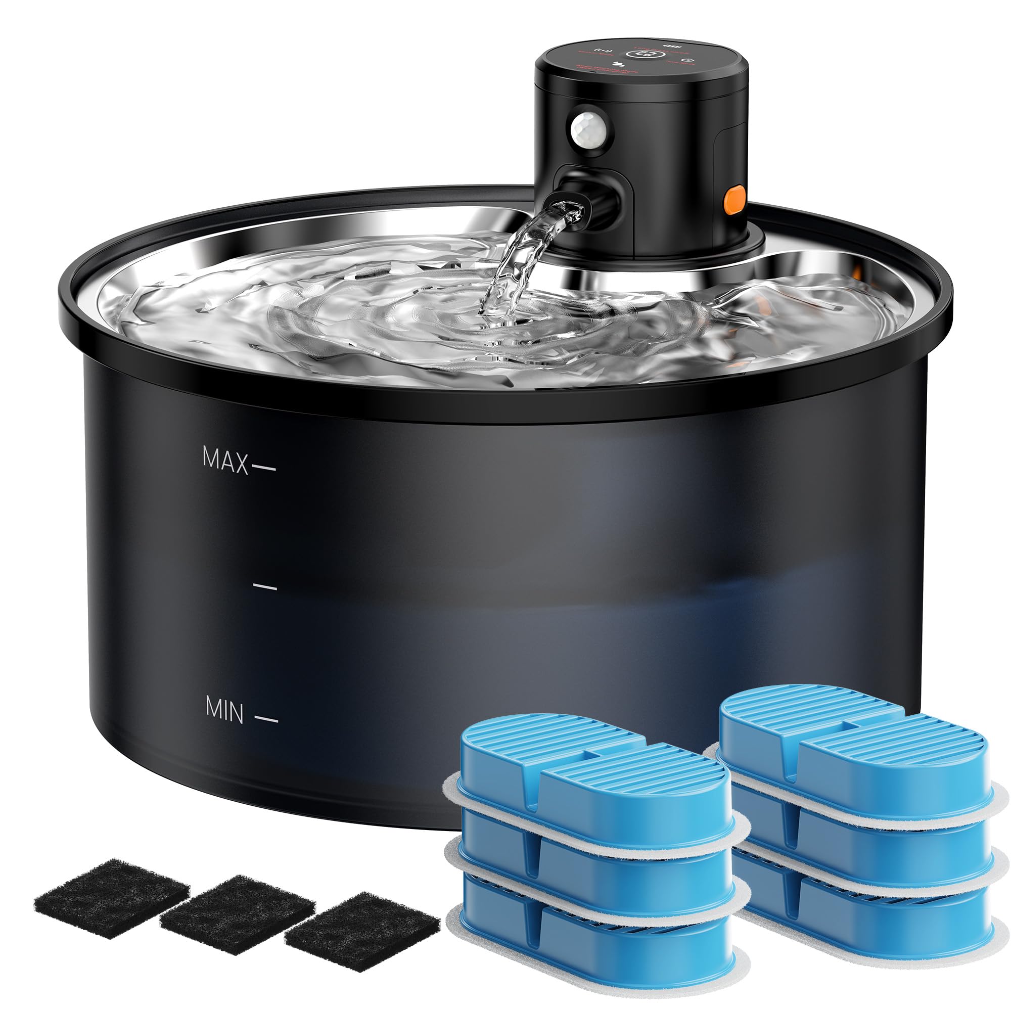 VKIMISS wireless cat water fountain assembled for flexible home placement.