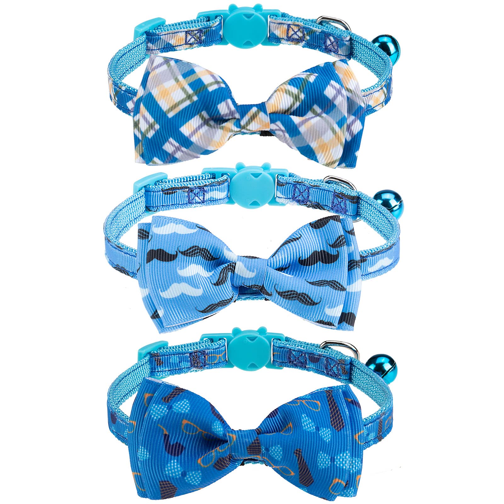 VKPETFR breakaway cat collar with removable bow and bell for safe daily wear.